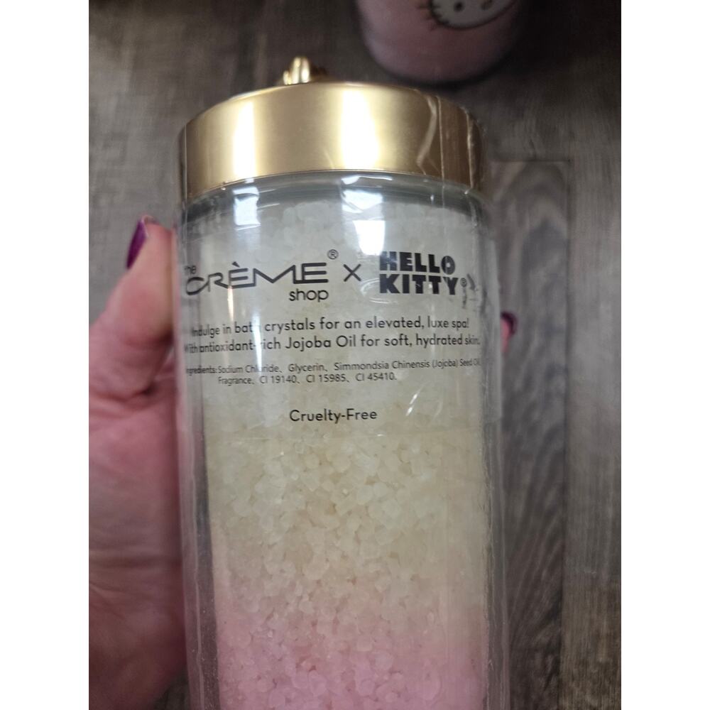 THE CREME SHOP x Hello Kitty Aromatherapy Bath Crystals Glass Jars Lot of 2 - Picture 2 of 3